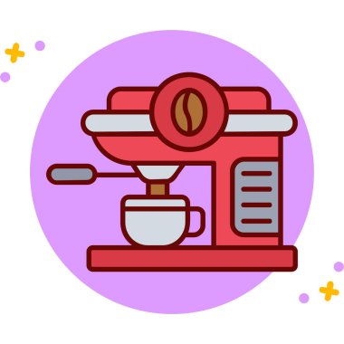 makine kahve makinesi simgesi ile doldurulmuş dış hat biçimi