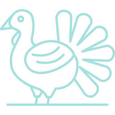 Şükran Günü hindi ikonu. Ana hatlı hindi vektör simgesi ağ ve beyaz arkaplanda izole edilmiş beyaz