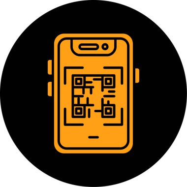 mobil QR kod simgesi. Web için qr kod vektör simgelerinin özet çizimi
