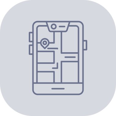 gps konum haritası simgesi ana hat biçiminde