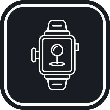 Akıllı saat simgesi. Web için akıllı saat vektör simgesinin özet çizimi