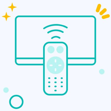 Çizgi roman tarzında uzaktan kumanda simgesi. TV denetimi vektör illüstrasyonu pictogram.