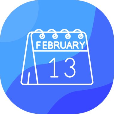 13 Şubat takvim simgesi - vektör tek gün simgesi