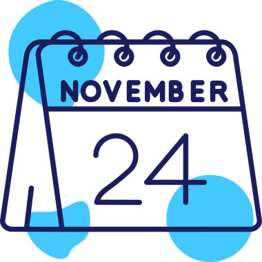 Kasım 24 tarih simgesi, takvim günü takviminin beyaz arkaplan üzerindeki vektör illüstrasyonu