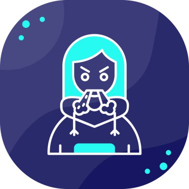 Mavi çizgi cadı kazanı ikonu mavi arkaplanda izole edildi. Cadılar bayramı partin kutlu olsun. vektör.