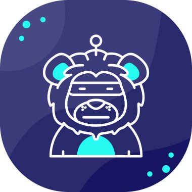 Renk arkaplanında taç simgesi olan renk çizgisi maymunu. vektör.