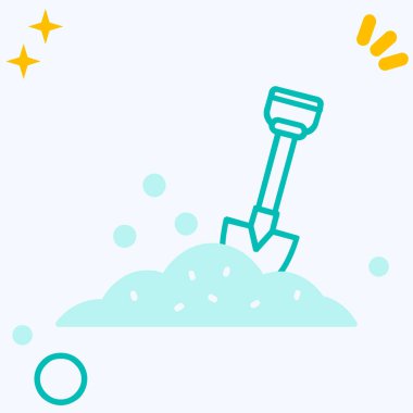 Kürek, tırmık, kürek, bahçe aletleri vektör çizimi düz tasarım biçimi