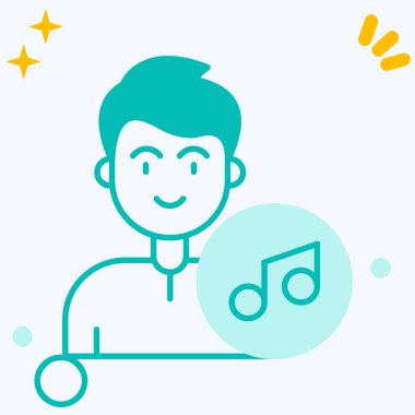 Erkek müzisyen müzik simgesi çalıyor