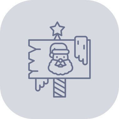 Noel simgesi, ince doğrusal stil, taslak, vektör işareti çizimi, beyaz zemin üzerinde beyaz işaret vuruşuyla doğrusal kış sembolü.