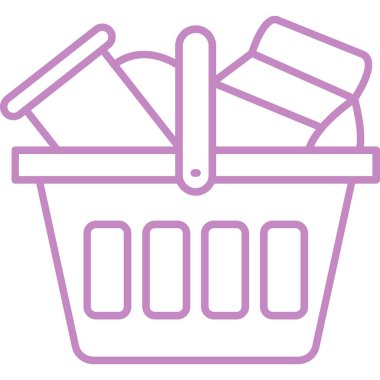 Sepet alışverişi. Web simgesi basit illüstrasyon