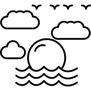 Yaz. Beyaz üzerine vektör simgesi