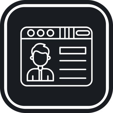 Kimlik kartı simgesi, ana hatlı vektör çizimi tasarımı.