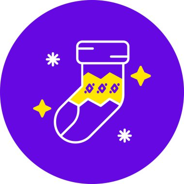 Yeni yıla sahip bir çorabın vektör simgesi tasarımı