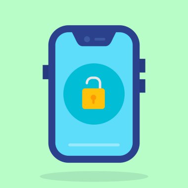 asma kilit vektör illüstrasyon tasarımlı akıllı telefon