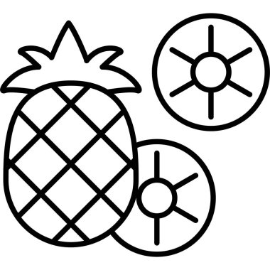 ananas meyvesi ikon vektör illüstrasyonu