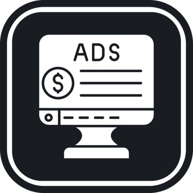 reklamlar glyph düz vektör simgesi