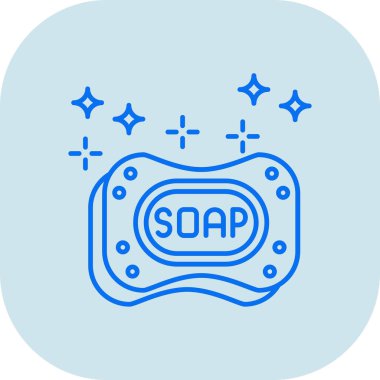 Beyaz arka planda çizgi süngeri ve sabun ikonu izole edildi. Bast Yıkama tutamı. Temizlik servisi logosu. Renkli özet kavramı.