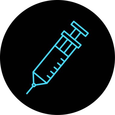 Şırınga yuvarlanmış ikon. Vektör illüstrasyon biçimi düz düz sembol, iç daire, siyah renk, beyaz arkaplan.