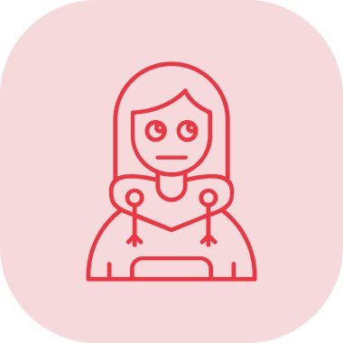 Üzgün yüzlü, kırmızı kalpli bir kadın..