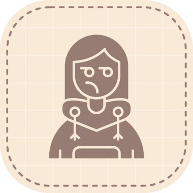 üzgün kız ikon vektör illüstrasyonu