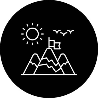 Bir dağ simgesinin vektör illüstrasyonu