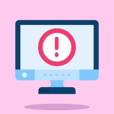 Ekranda soru işareti olan bilgisayar. düz biçim