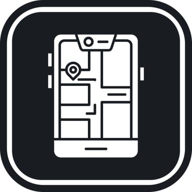 mobil harita simgesi, vektör illüstrasyonu