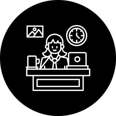 Saat simgesine sahip iş kadınının vektör illüstrasyonu