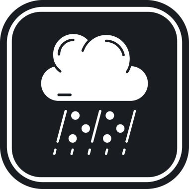 Yağmur bulutu vektör simgesi. Görüntü tarzıdır düz simgesi simgesi bir yuvarlatılmış kare düğme içinde siyah ve gri renkler.