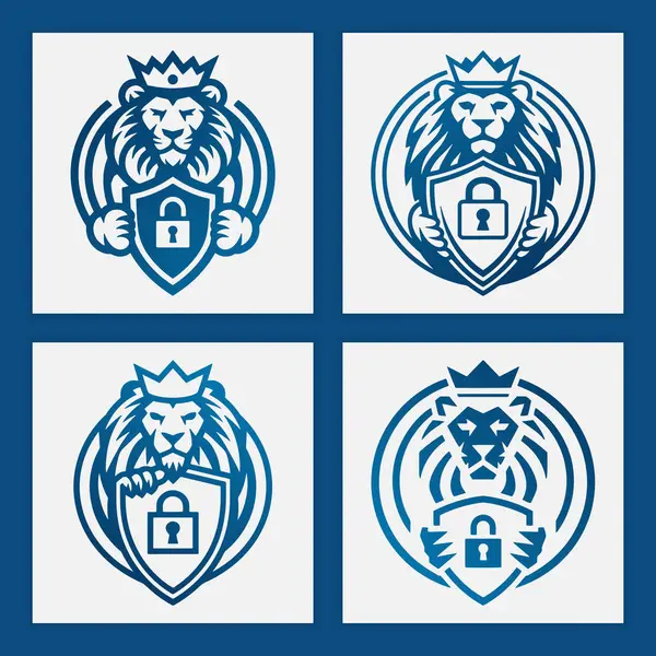 stock vector Lion Shield Lock Logo, Perfect for Security and Tech Brands.