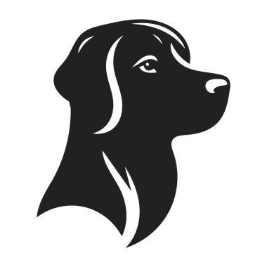 Yazdırma ve dijital kullanım için vektör köpek baş silueti tasarımı.