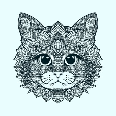 Huzurlu Mekanlar İçin Zarif Kedi Mandala Sanatı