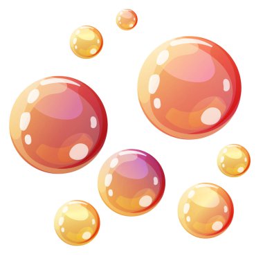 Gökkuşağı yansımalı parlak sabun köpükleri.