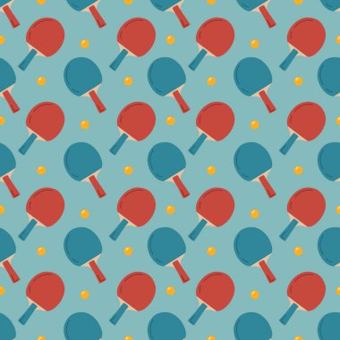 Çizgi filmdeki Masa Tenisi Raketleri ve Toplarıyla Kusursuz Desen Çizgi Roman Çizimi