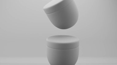 Gri arkaplandaki beyaz hapların 3 boyutlu çizimi