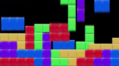 Renkli Tetris Düşen Bloklar Animasyon Retro Oyun Biçimi