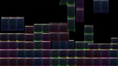 Renkli Tetris Düşen Bloklar Animasyon Retro Oyun Biçimi