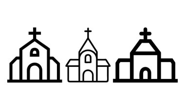 Kiliselerin Basit Çizgi Sanatı İllüstrasyonu, vektör illüstrasyonu