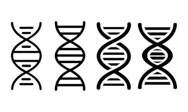 Tıbbi veya Bilimsel Kullanım için DNA Çift Heliks Simgeleri, DNA Helix Simgesi Vektör İllüstrasyonu