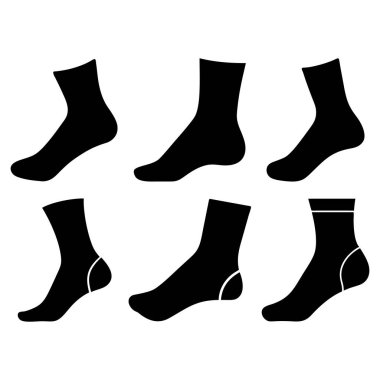 Farklı Çorap Türleri Siluetleri, Çorap Türleri Vektör İllüstrasyonu