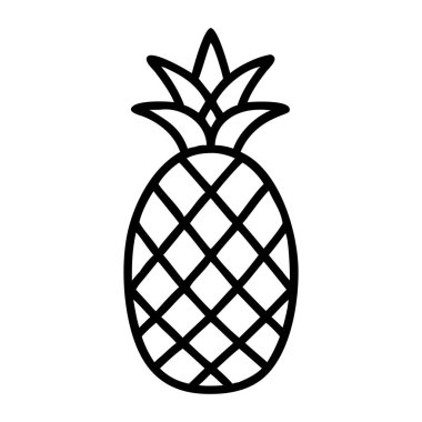 Bir ananas simgesinin basit siyah çizimi, vektör illüstrasyonu