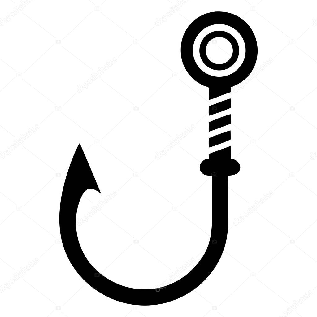 Simple Black Fishing Hook Icon, Fishing Hook Icon Design Set Vector Art Illustration