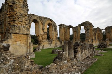 Byland Abbey, İngiltere 15 Eylül 2022. Byland Abbey harabeleri, Kuzey Yorkshire 'ın Ryedale bölgesinde bir manastır.