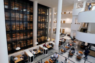 London / UK  March 6, 2020. Interior of the British Library, including a view of the Kings Library tower clipart