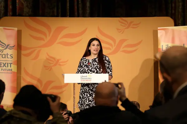 stock image London / UK  November 5, 2019. Liberal Democrats MP Luciana Berger at the launch of partys 2019 general election campaign at the Institution of Civil Engineers