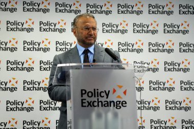 London / UK - July 26 2018. UAE Minister of State for Foreign Affairs Anwar Gargash giving a speech on UAE foreign policy at Policy Exchange in central London clipart