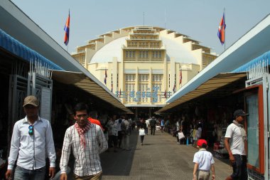 The exterior of the art deco Central Market (Psar Thmey) in Phnom Penh, Cambodia clipart