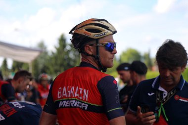 Borut Bozic of Bahrain Merida following the finish at Longwy of stage 3 of the 2017 Tour de France clipart