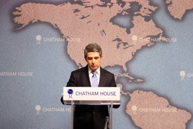 Bulgaristan Cumhurbaşkanı Rosen Plevneliev 19 Mart 2014 'te Londra' daki Chatham House beyin takımında bir konuşma yaptı.
