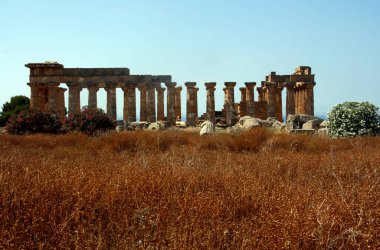 İtalya 'nın Sicilya adasındaki Selinunte' deki antik Yunan harabeleri